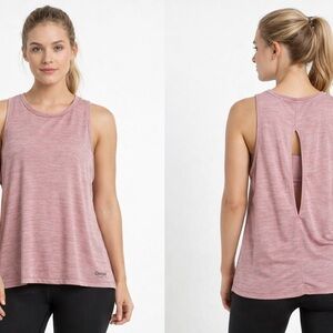 Reebok Women’s Athletic Tank Top Pink Heathered Back Vent Sleeveless Size M